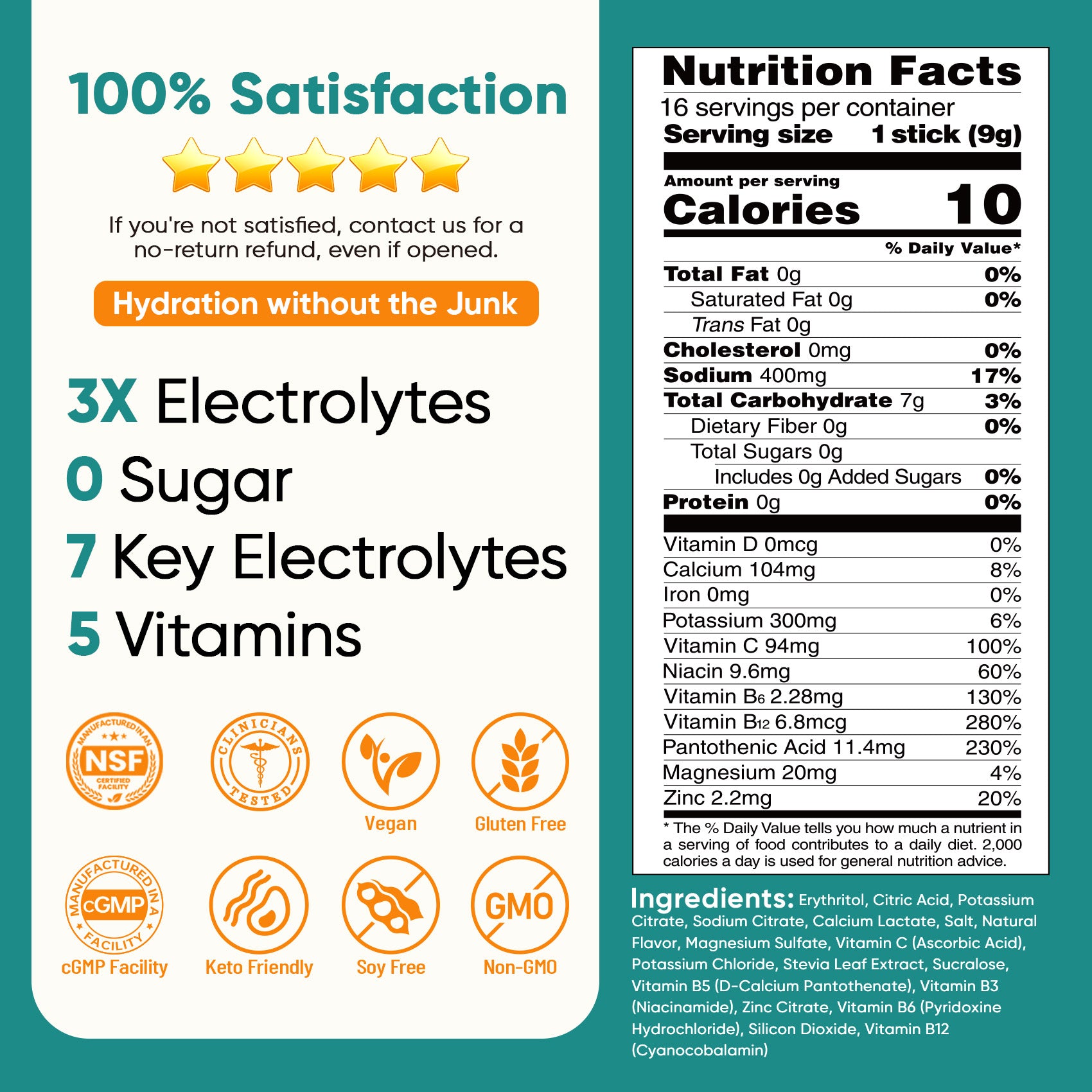 Sugar Free Electrolyte Powder Packets