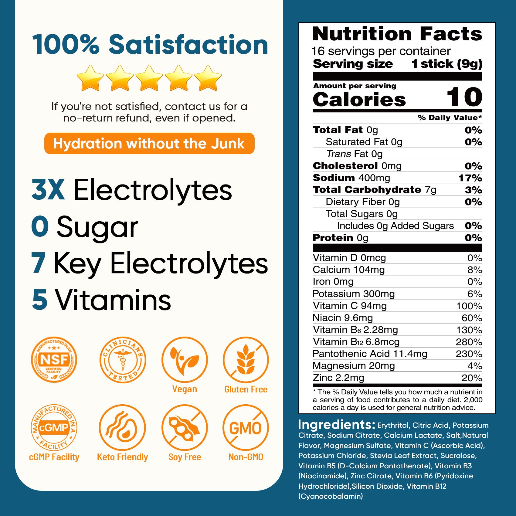 Sugar Free Electrolyte Powder Packets
