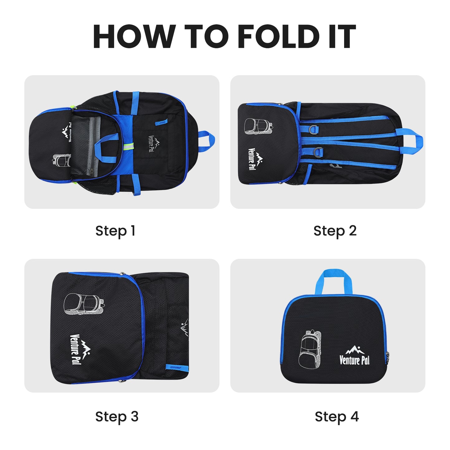 Venture Pal Black/Blue 35L Double-Layer Bottom & Shoulder Straps Sports Backpack