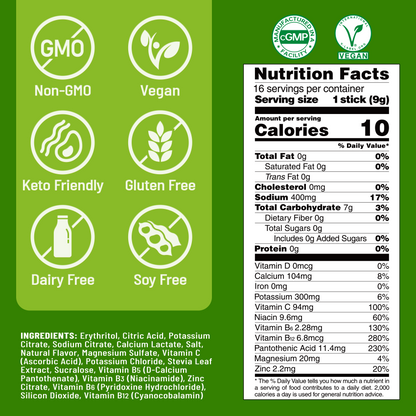 Sugar Free Electrolyte Powder Packets - Lime - 16 Sticks