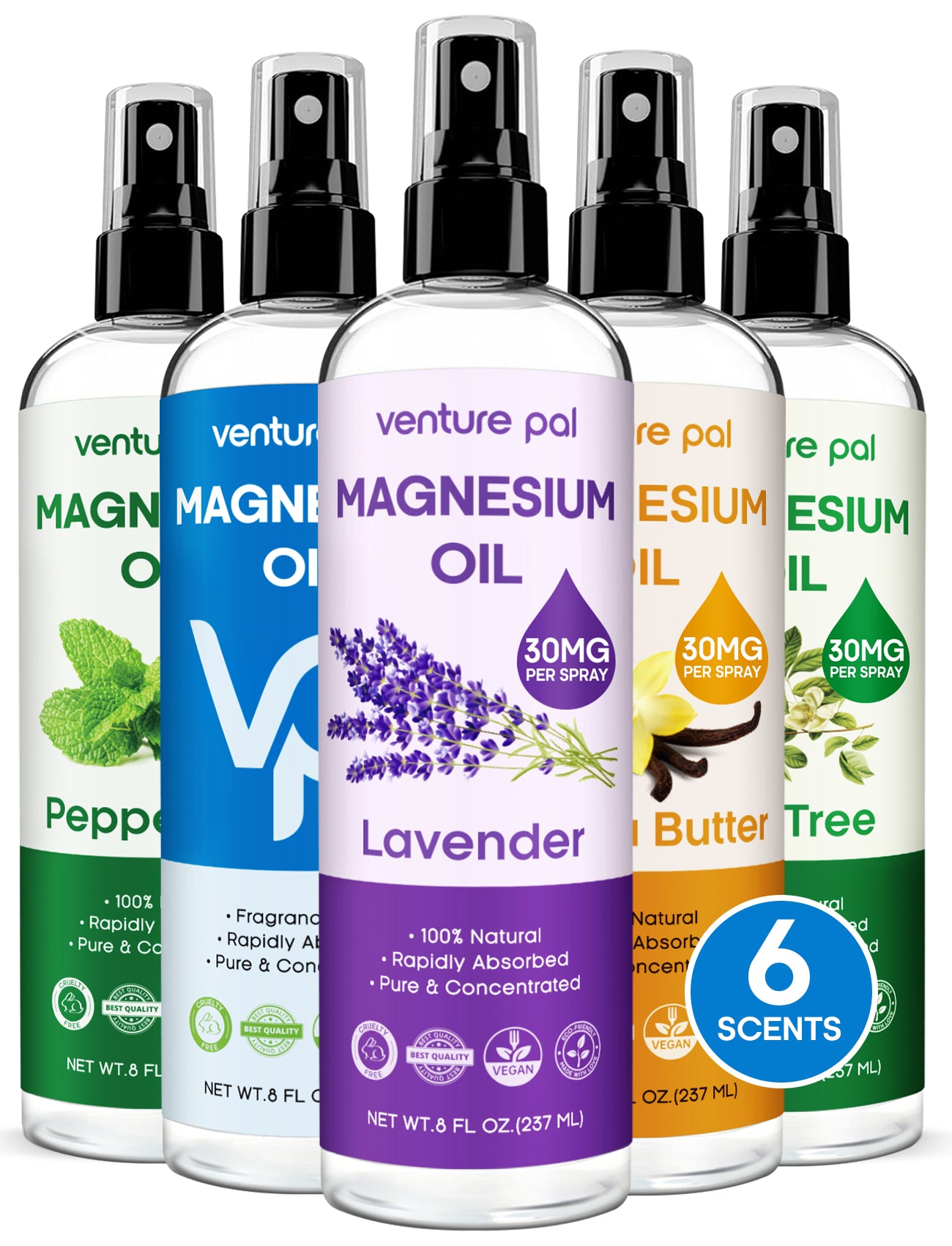 Venture Pal 100% Pure Magnesium Oil Spray with Lavender, Ultra-Soothing for Sleep & Muscle Relaxation (Big 8 oz)