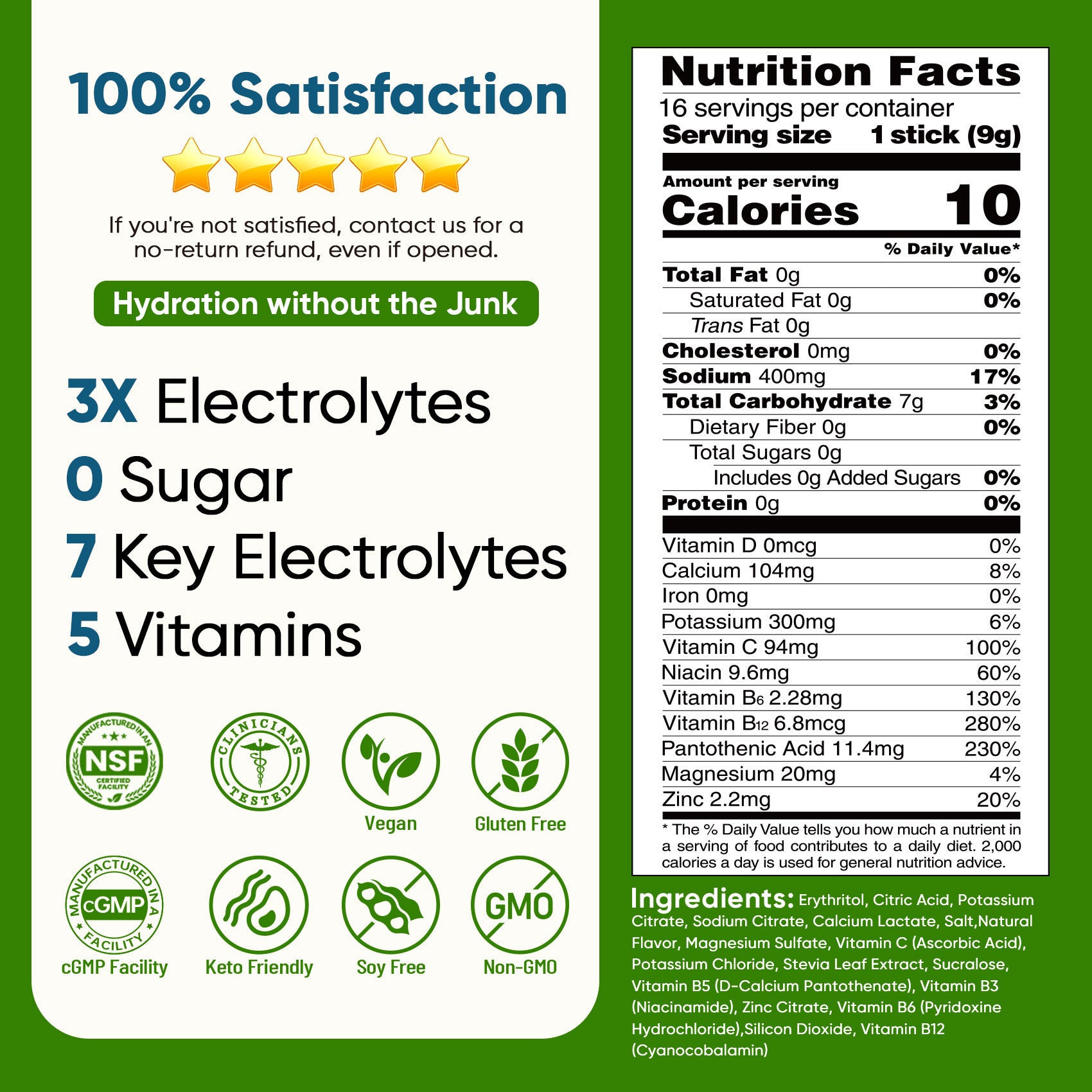 Sugar Free Electrolyte Powder Packets