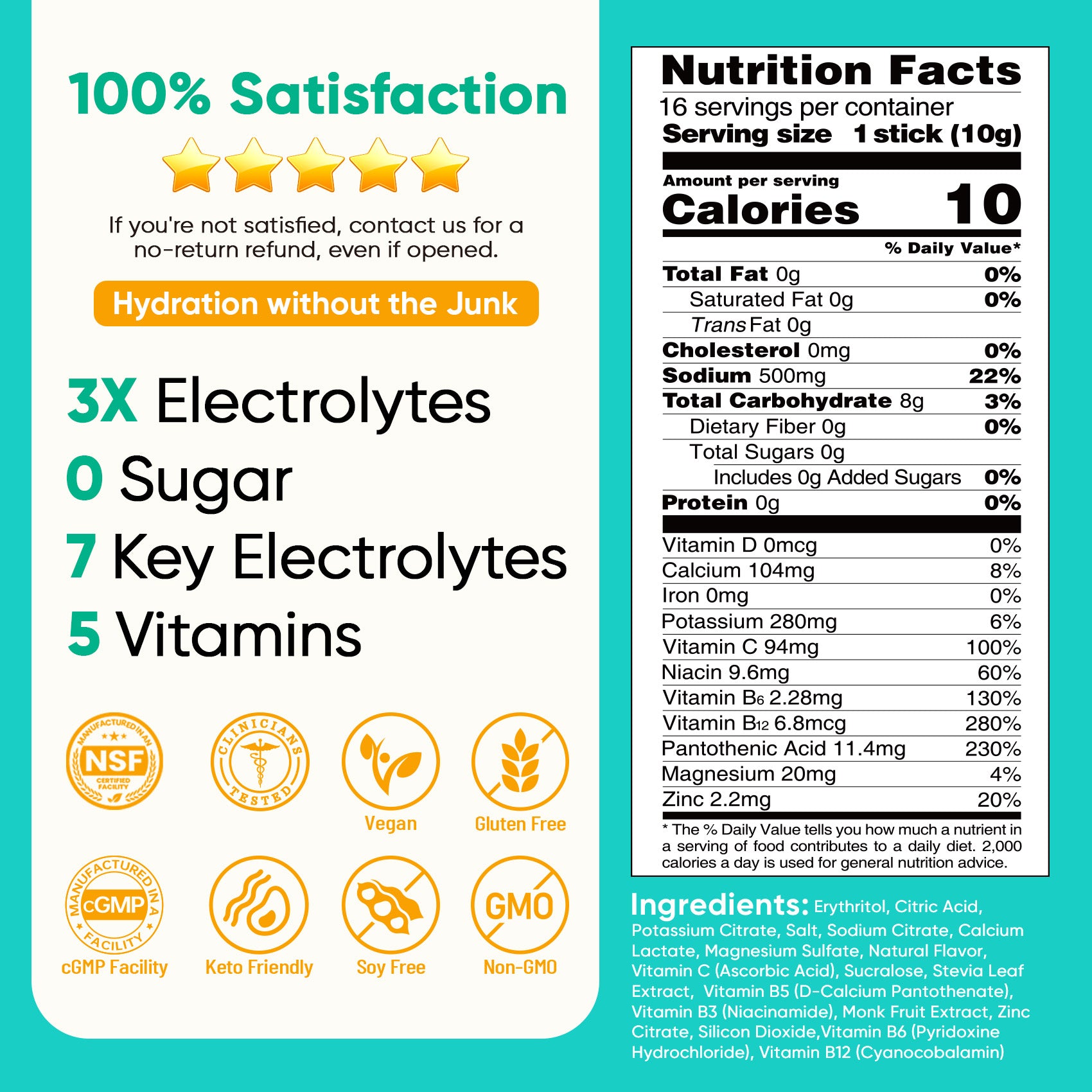 Sugar Free Electrolyte Powder Packets