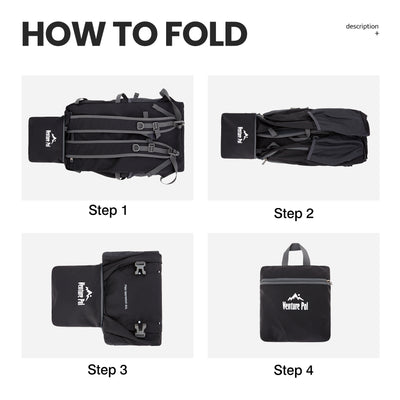 Venture Pal 40L Lightweight Packable Travel Hiking Backpack Daypack - Black