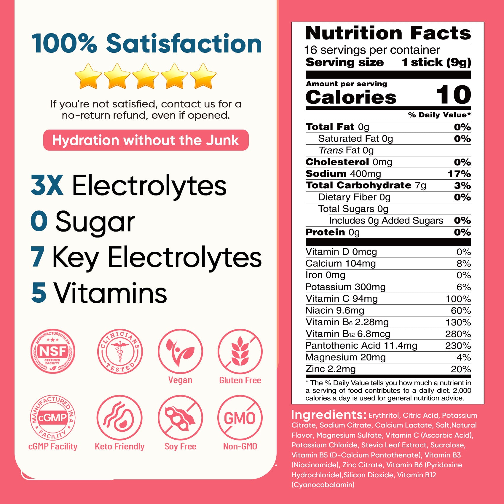 Sugar Free Electrolyte Powder Packets