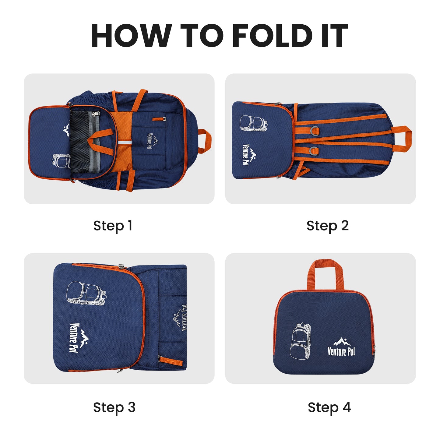 Venture Pal Orange/Navy Blue 35L Double-Layer Bottom & Shoulder Straps Sports Backpack