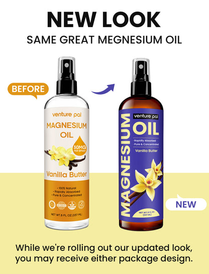 Venture Pal 100% Pure Magnesium Oil Spray - Vanilla Butter - Big 8 oz