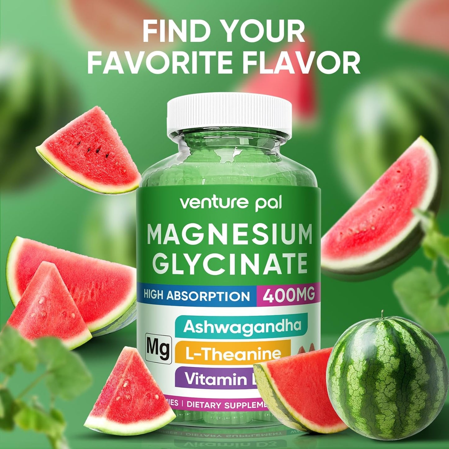 Venture Pal 60 Day Supply Magnesium Glycinate Gummies - Watermelon