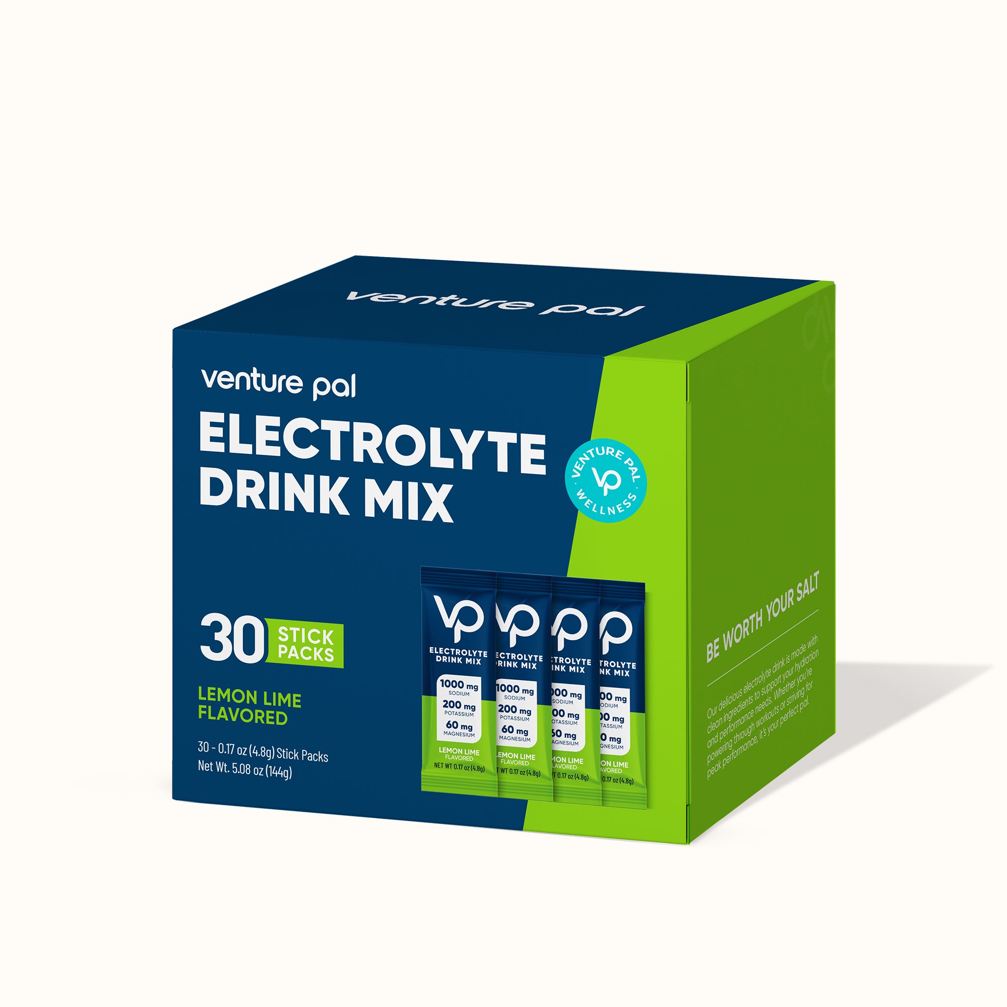 High Sodium Sugar Free Electrolytes Powder Packet - Lemon Lime Salt - 30 Sticks