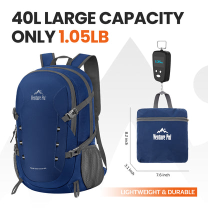 Venture Pal Navy 40L Nylon Backpack with Wet Pocket and Multi Compartment