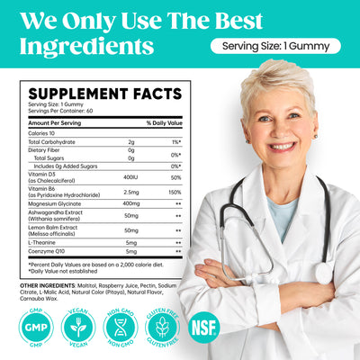 60 Day Supply Magnesium Glycinate Gummies - Blueberry