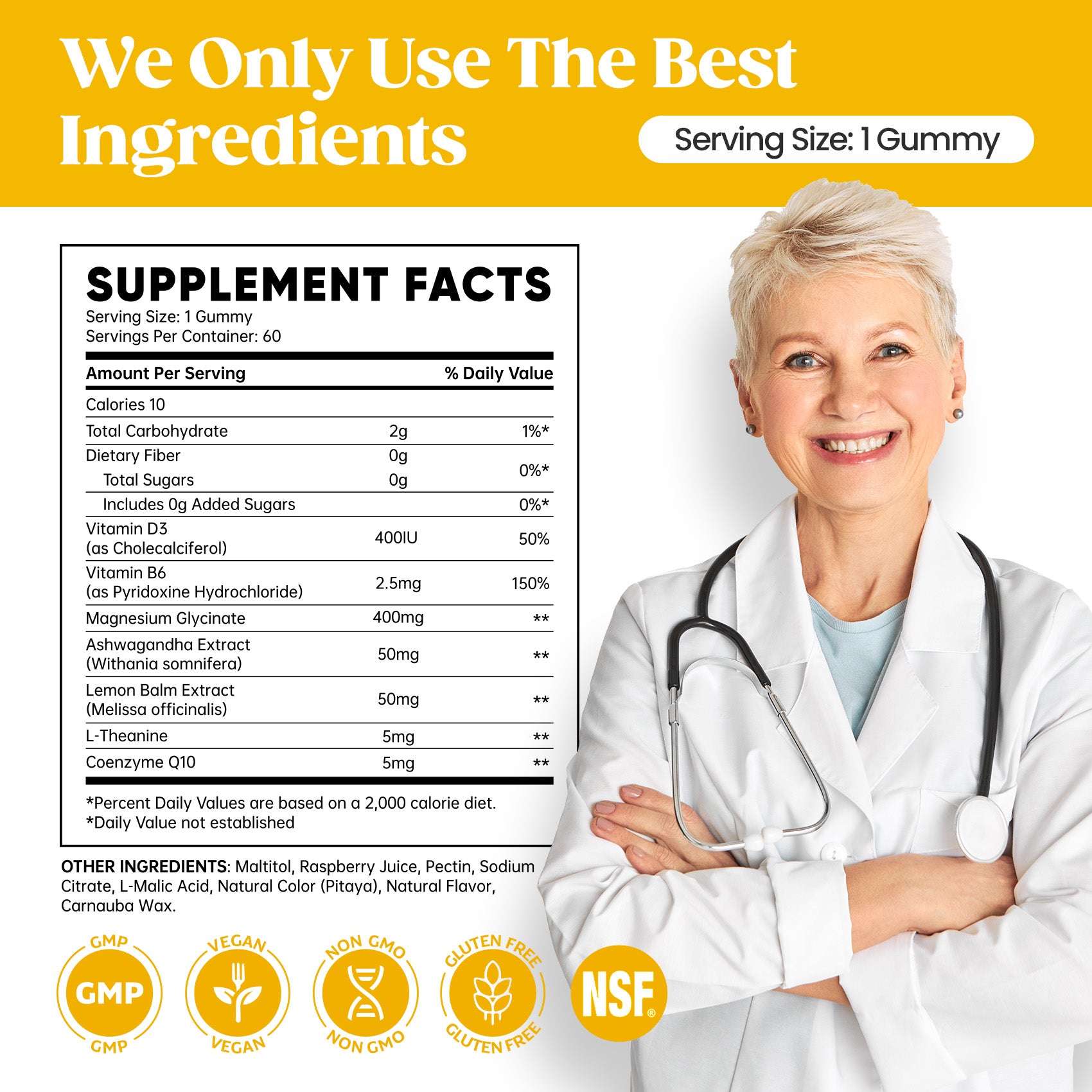 60 Day Supply Magnesium Glycinate Gummies - Pineapple