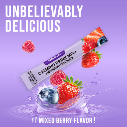 Magnesium Glycinate Powdered Drink Mix - Mixed Berry- 16 Sticks