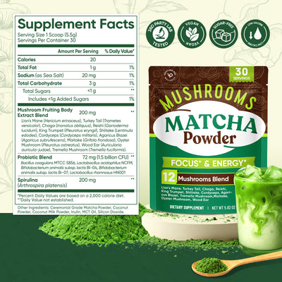 Ceremonial Grade Mushroom Matcha Powder