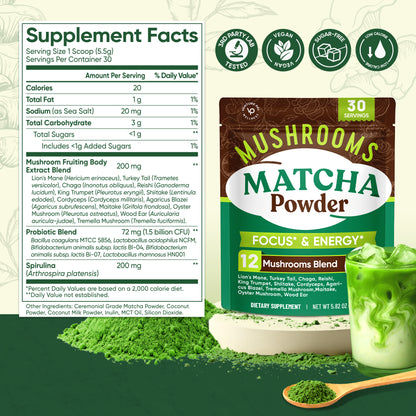 Ceremonial Grade Mushroom Matcha Powder