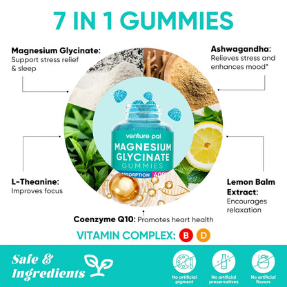 Venture Pal 60 Day Supply Magnesium Glycinate Gummies - Blueberry