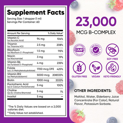 Vitamin B - complex - Mixed Berry - 200 mcg Liquid Drops
