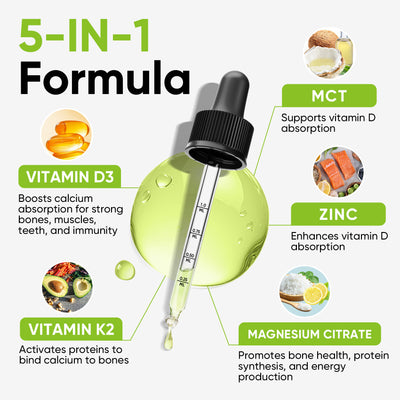 Vitamin D3 10000 IU Plus K2 (MK-7) - Lemon Flavor - 200 mcg Liquid Drops