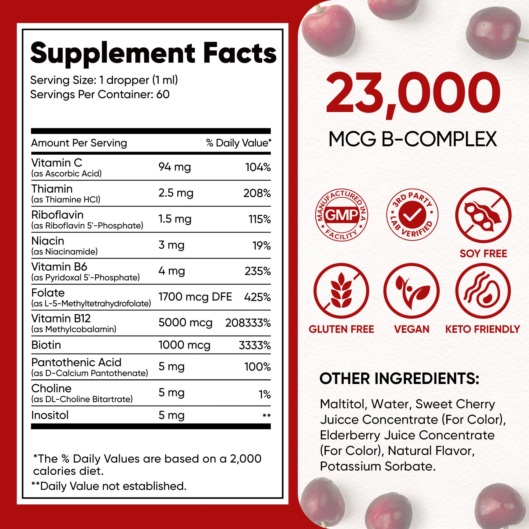 Vitamin B - complex - Cherry - 200 mcg Liquid Drops