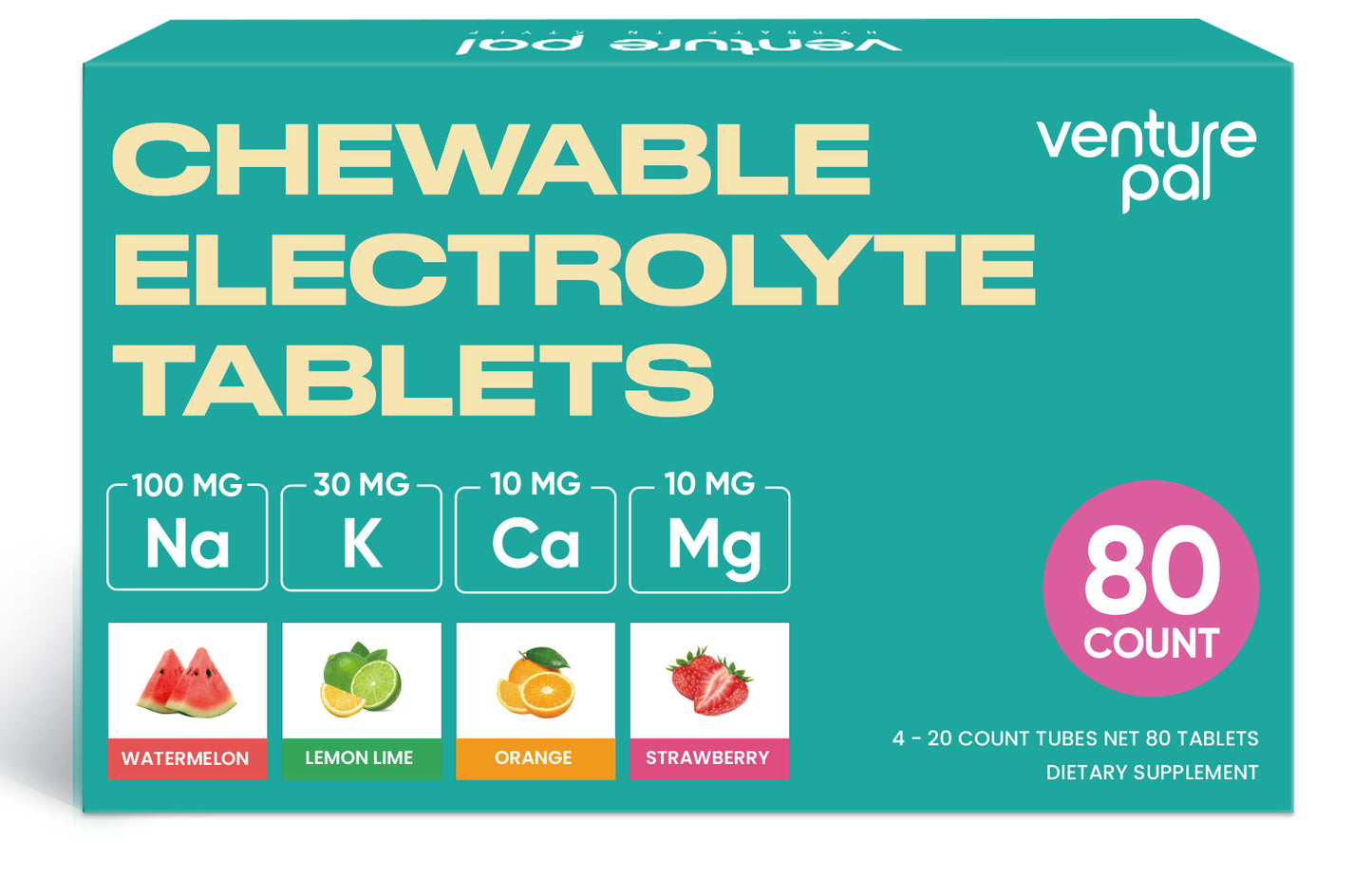 Venture Pal Sugar Free Chewable Fast-Melt Electrolyte Tablets - 80 Tablets