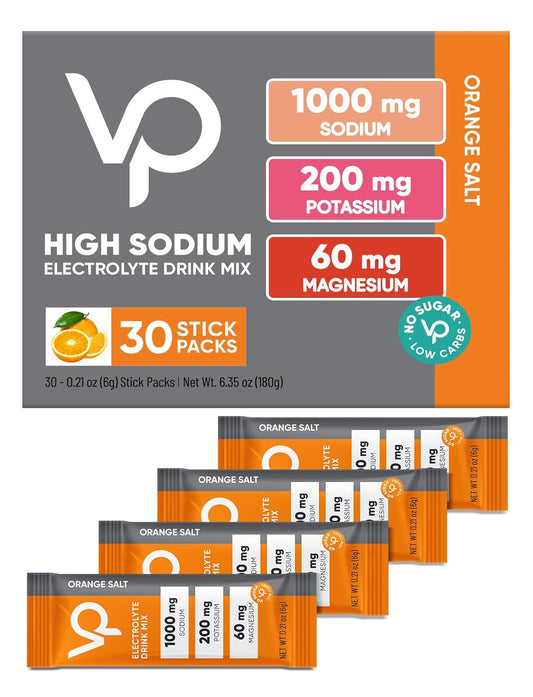 Venture Pal High Sodium Sugar Free Electrolytes Powder Packet -  Orange Salt - 30 Stick