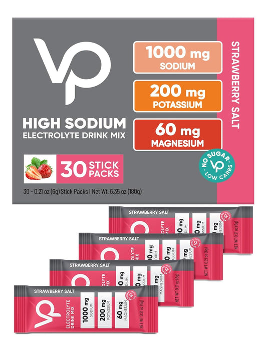 Venture Pal High Sodium Sugar Free Electrolytes Powder Packet -  Strawberry Salt - 30 Stick