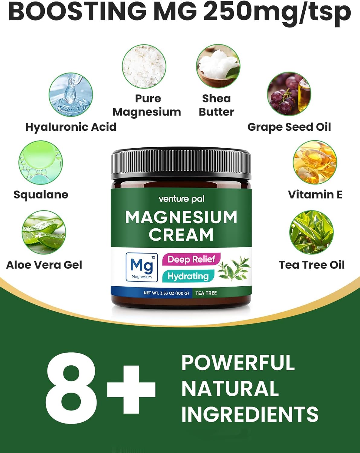 Venture Pal Magnesium Lotion, Topical Magnesium Cream - Tea Tree