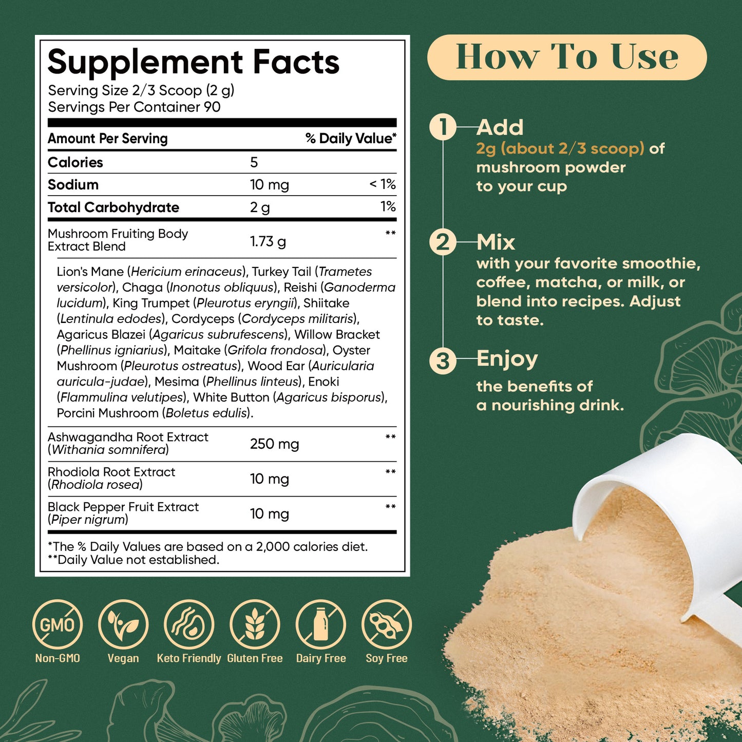 Venture Pal 16 Mushroom Adaptogen Powder - 90 Servings