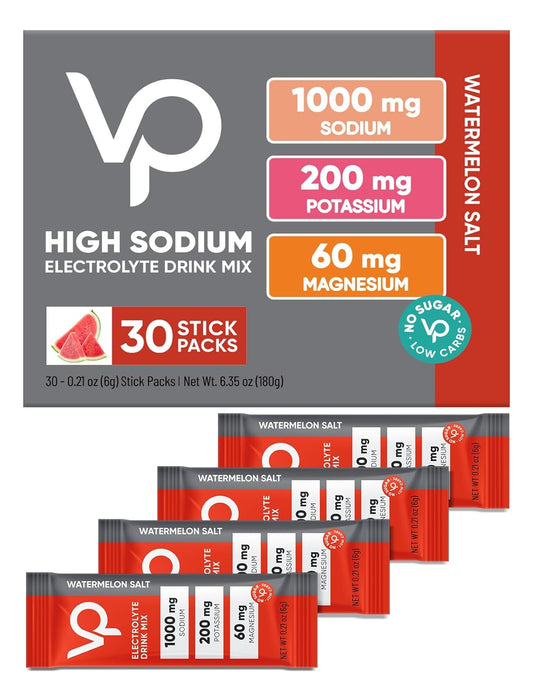 Venture Pal High Sodium Sugar Free Electrolytes Powder Packet -  Watermelon Salt - 30 Stick