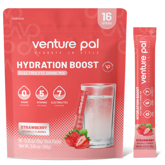 Venture Pal Hydration Boost  - Strawberry Flavor  - Electrolyte Drink Mix - 16 Sticks