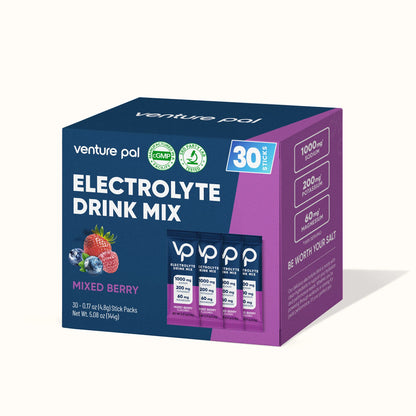 High Sodium Sugar Free Electrolytes Powder Packet -Mixed Berry Salt - 30 Sticks