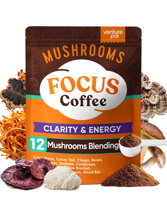 Venture Pal 12 Mushrooms Coffee Powder with Ashwagandha, Lion's Mane, Reishi, Probiotics & More, 40 Servings