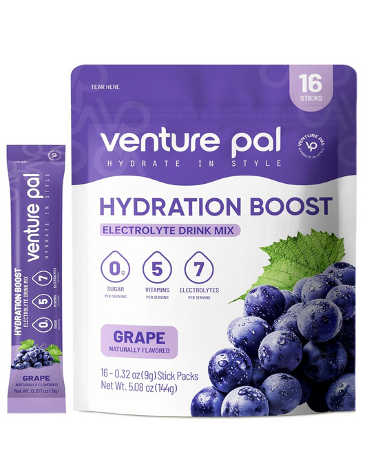 Venture Pal Sugar Free Electrolyte Powder Packets - Grape Flavor - 16 Sticks