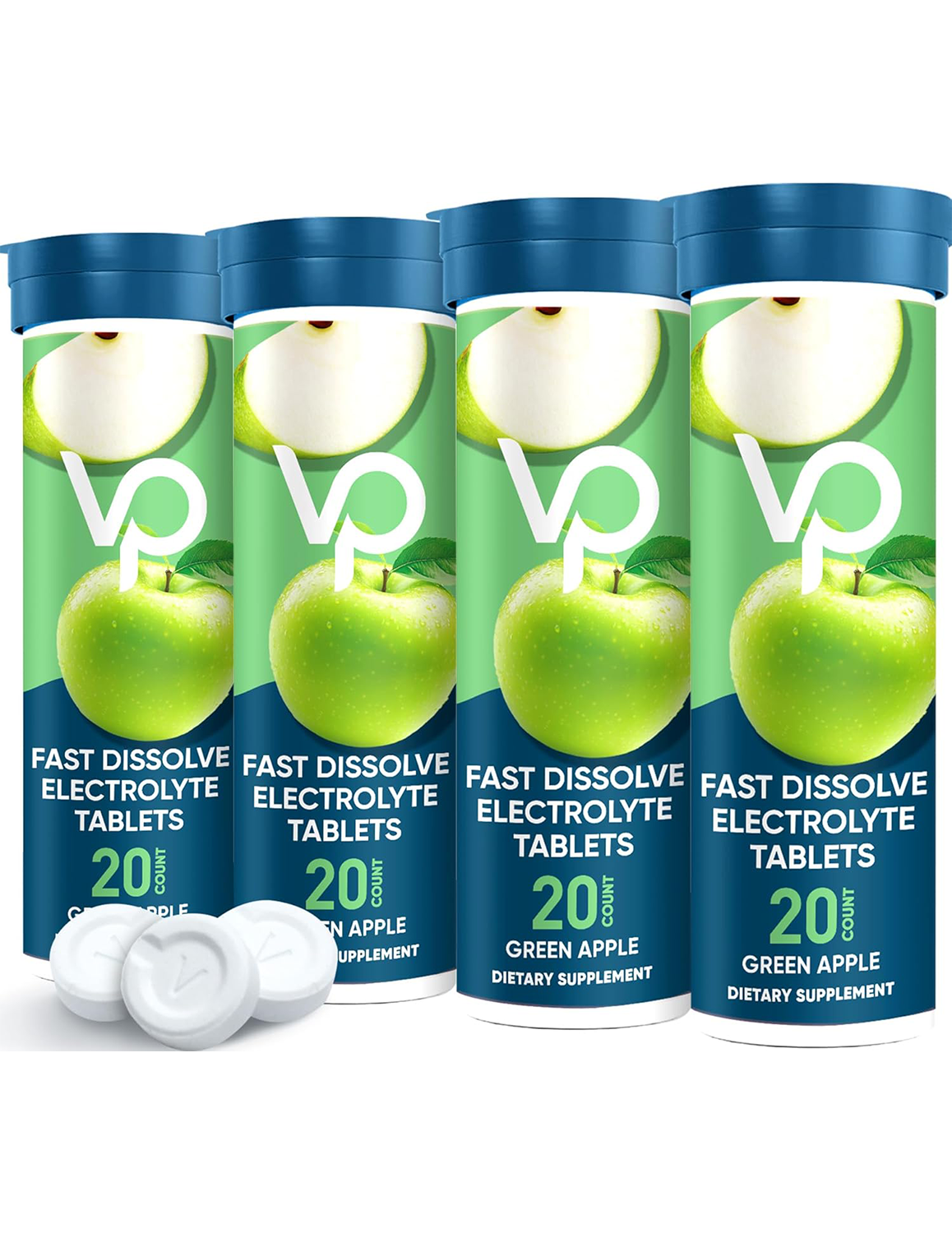 Venture Pal Sugar Free Chewable Fast Dissolve Electrolyte Tablets - 80 Tablets - Green Apple