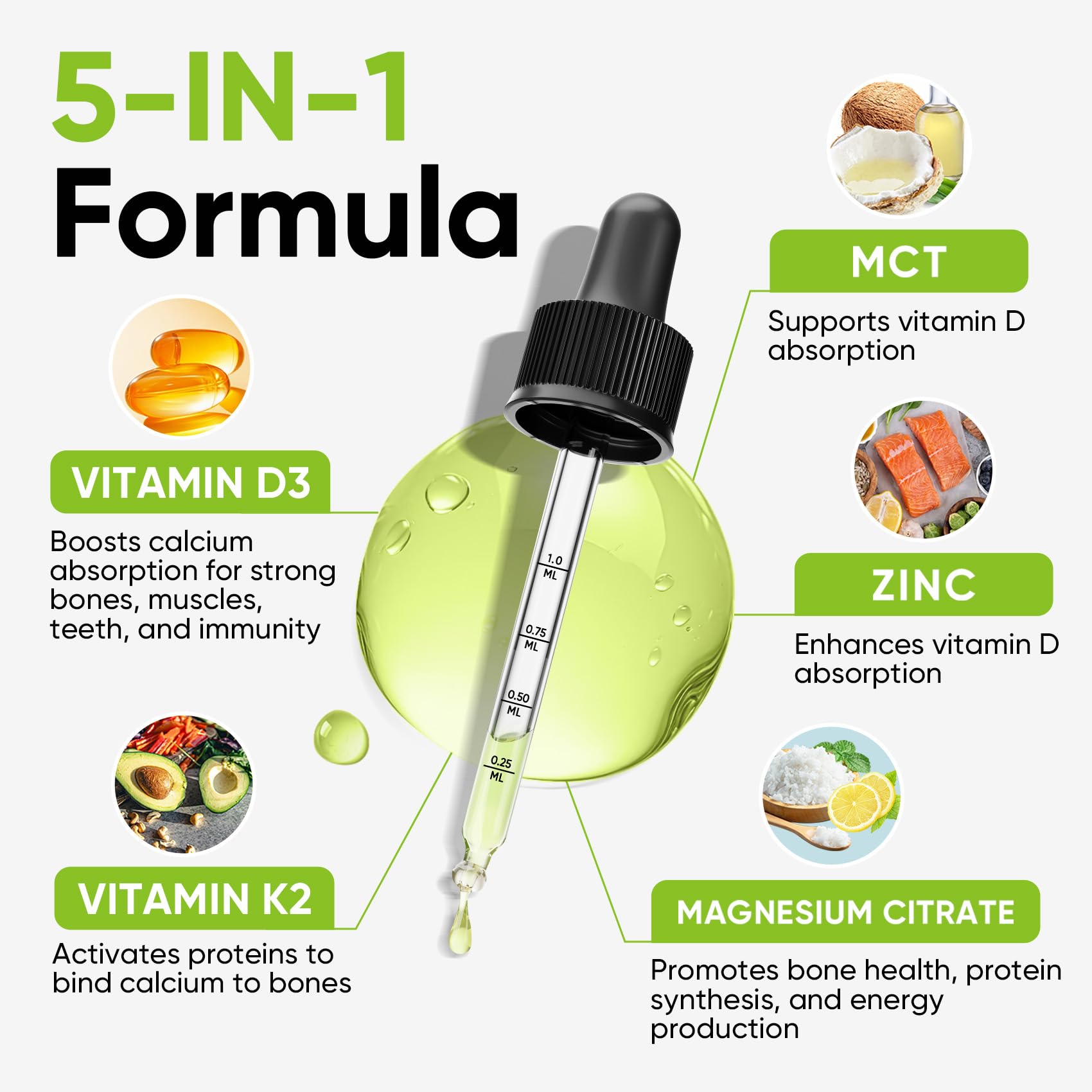 Venture Pal Vitamin D3 10000 IU Plus K2 (MK-7) - Lemon Flavor - 200 mcg Liquid Drops