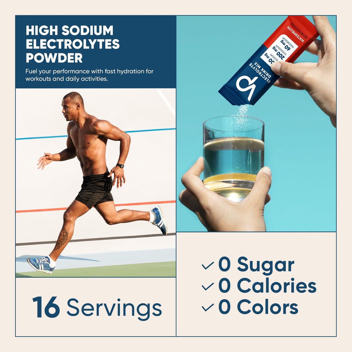 Venture Pal High Sodium Sugar Free Electrolytes Powder Packet -  Watermelon Salt - 30 Sticks