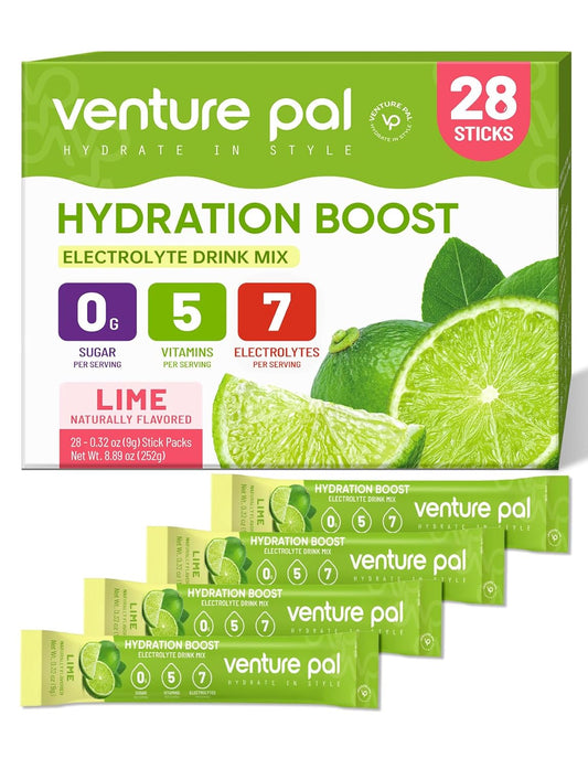 Venture Pal Sugar Free Electrolyte Powder Packets - Lime - 28 Sticks