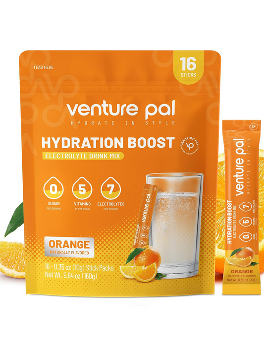 Venture Pal Sugar Free Electrolyte Powder Packets - Orange Flavor - 16 Sticks