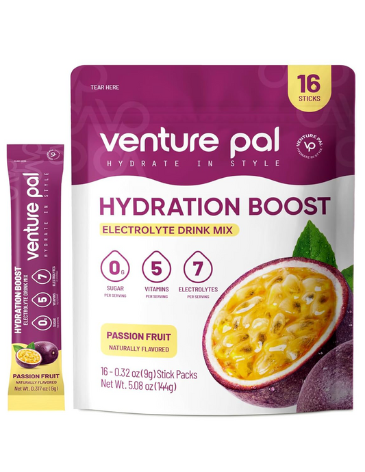 Venture Pal Sugar Free Electrolyte Powder Packets - Passion Fruit Flavor - 16 Sticks