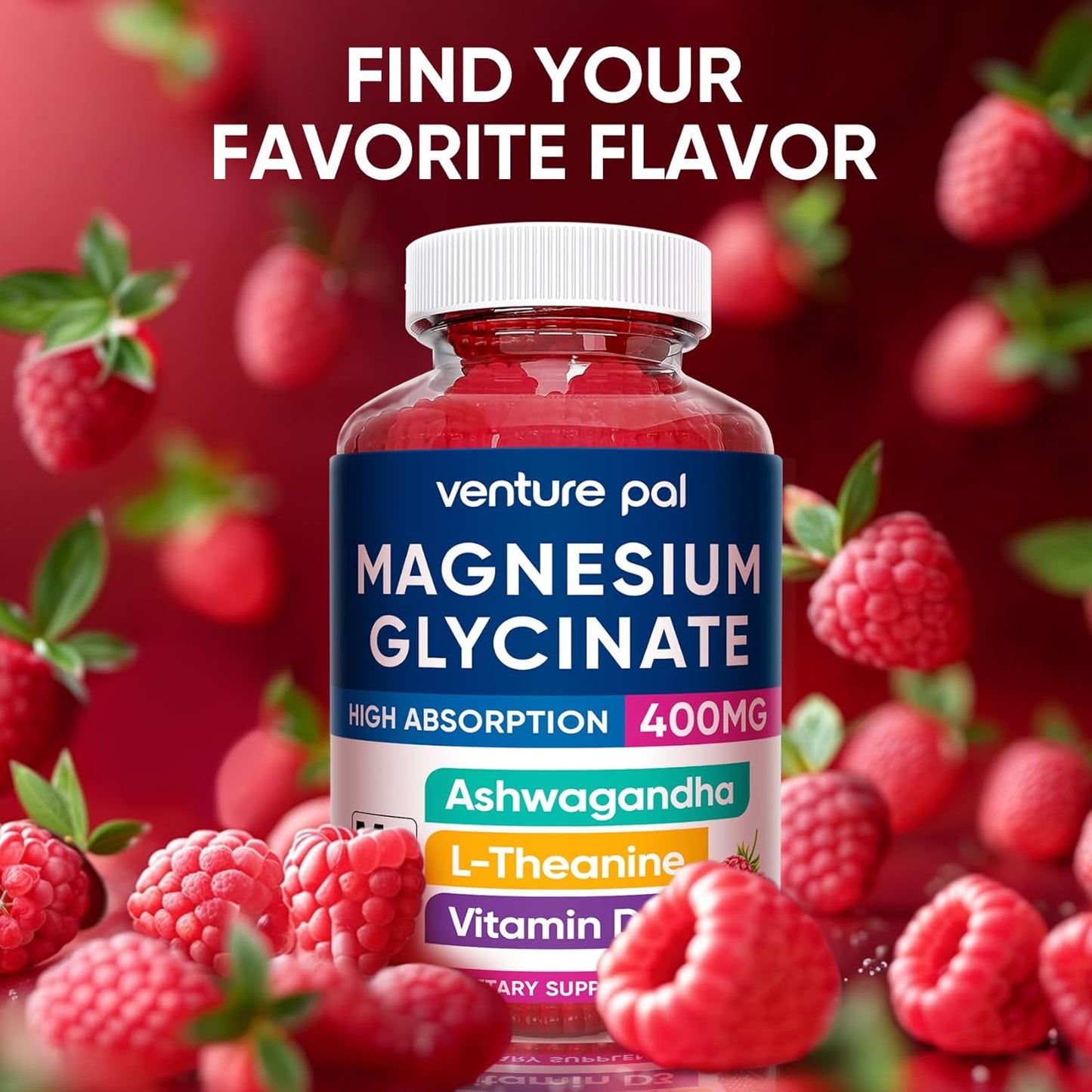 Venture Pal 60 Day Supply Magnesium Glycinate Gummies - Raspberry