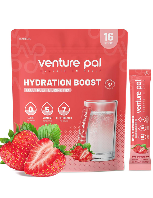 Venture Pal Sugar Free Electrolyte Powder Packets - Strawberry Flavor - 16 Sticks