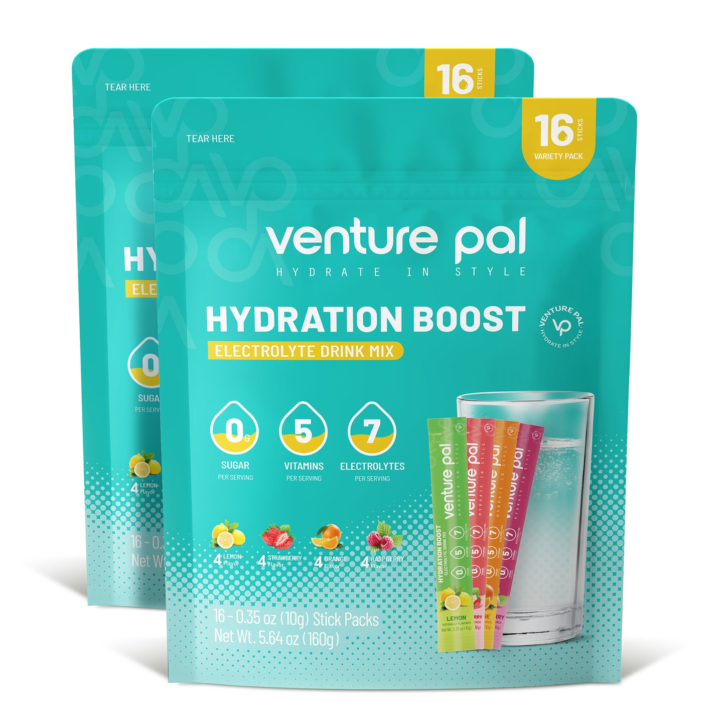 Venture Pal Hydration Boost  - Variety Pack - Electrolyte Drink Mix - 16 Sticks