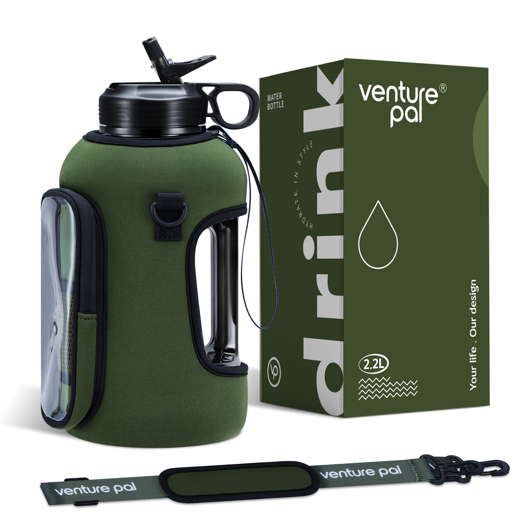 Venture Pal 64oz Leak-Proof Water Bottle With Silicone Straw - Grape-Green  - 9 requests