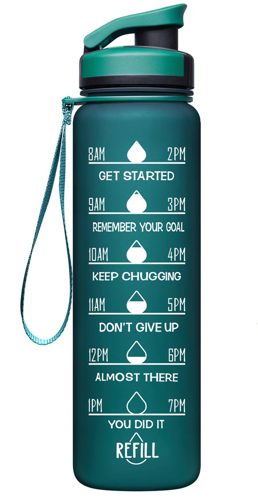 Motivational Water Bottle With Time Marker & Removable Strainer To