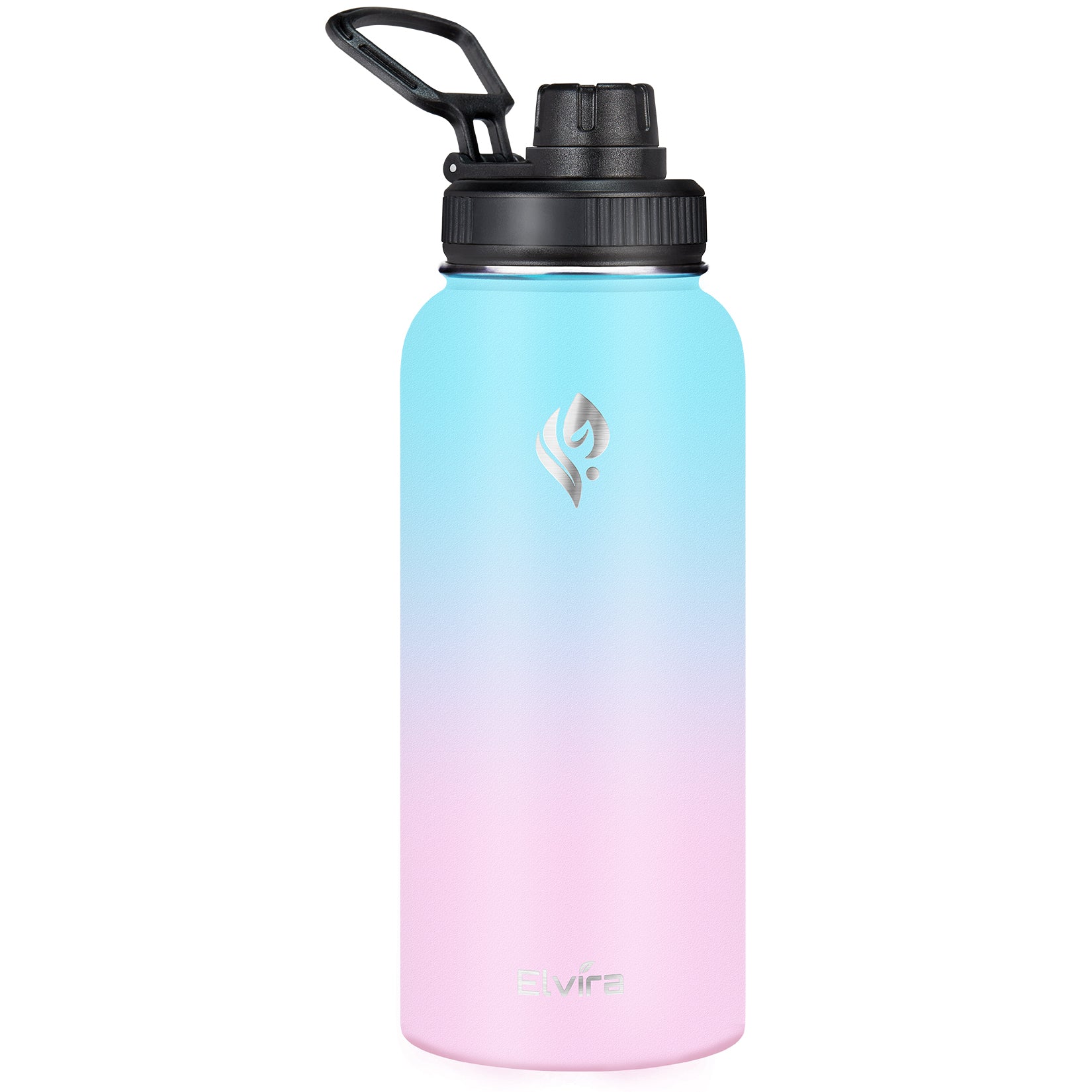 Smartlee Insulated Water Bottle with Straw & Spout Lid - 32oz Light Blue  Pink