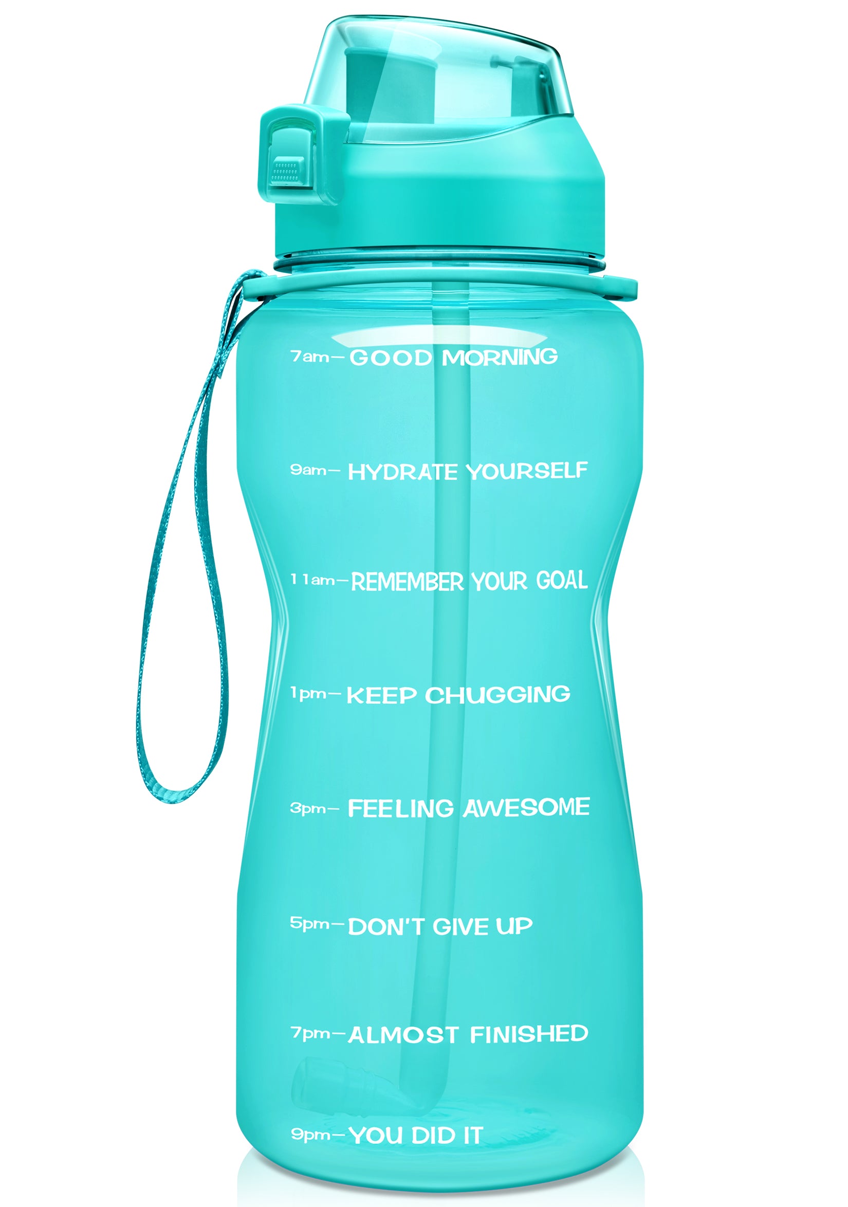 Glass Water Bottles with Straw Half Gallon Motivational Time Marker  Silicone