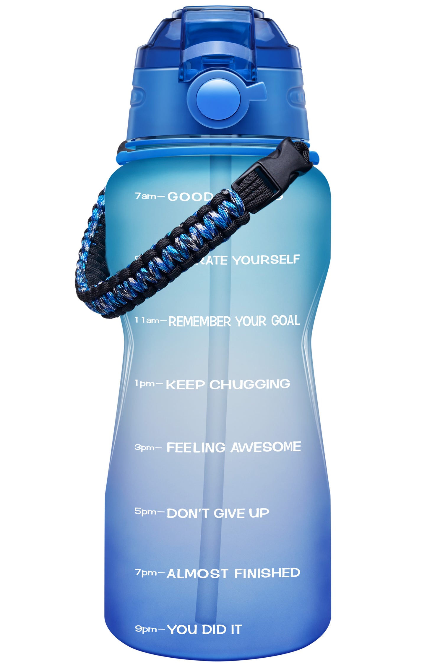 GIOTTO 64oz Motivational Water Bottle with Paracord Handle & Removable Straw