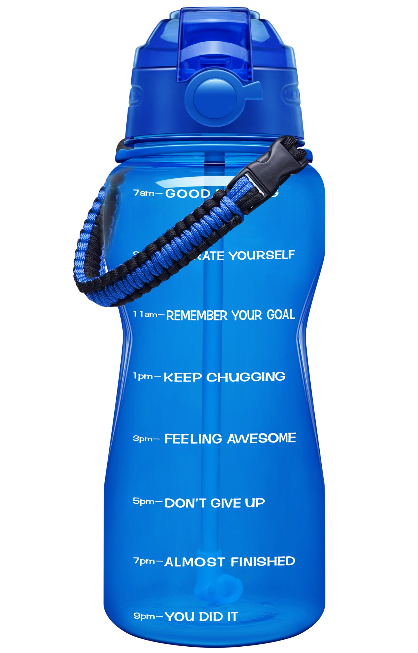 GIOTTO 64oz Motivational Water Bottle with Paracord Handle & Removable Straw