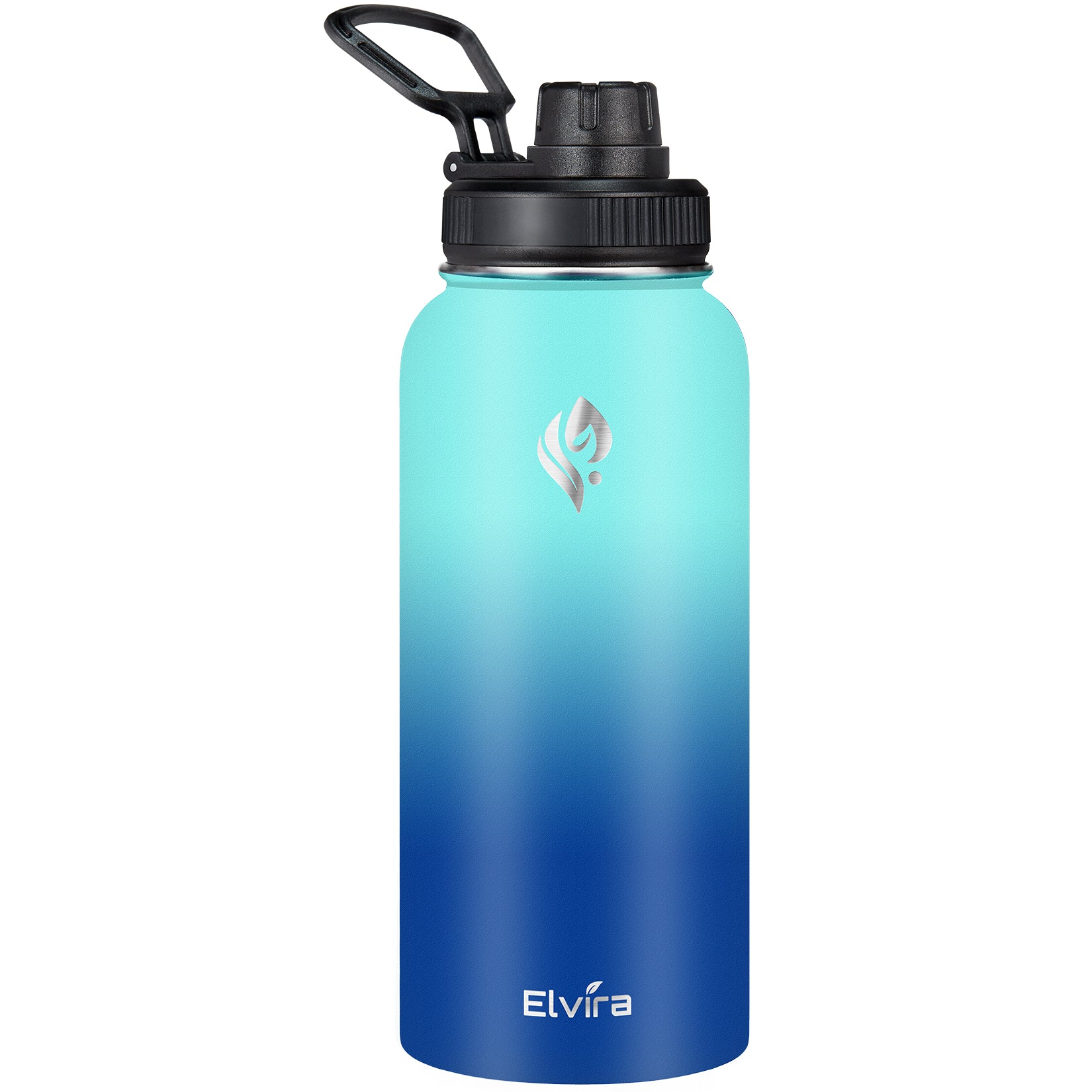 Elvira 32oz Vacuum Insulated Stainless Steel Water Bottle with Straw & Spout Lids Green-Blue